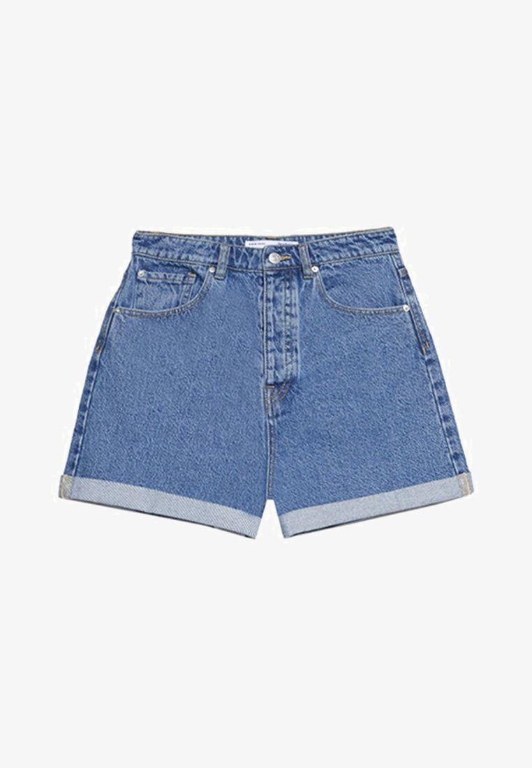 Stradivarius MOM-FIT - Jeans Shorts - Blue Denim