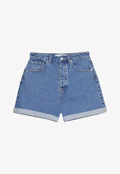 Stradivarius MOM-FIT - Jeans Shorts - Blue Denim