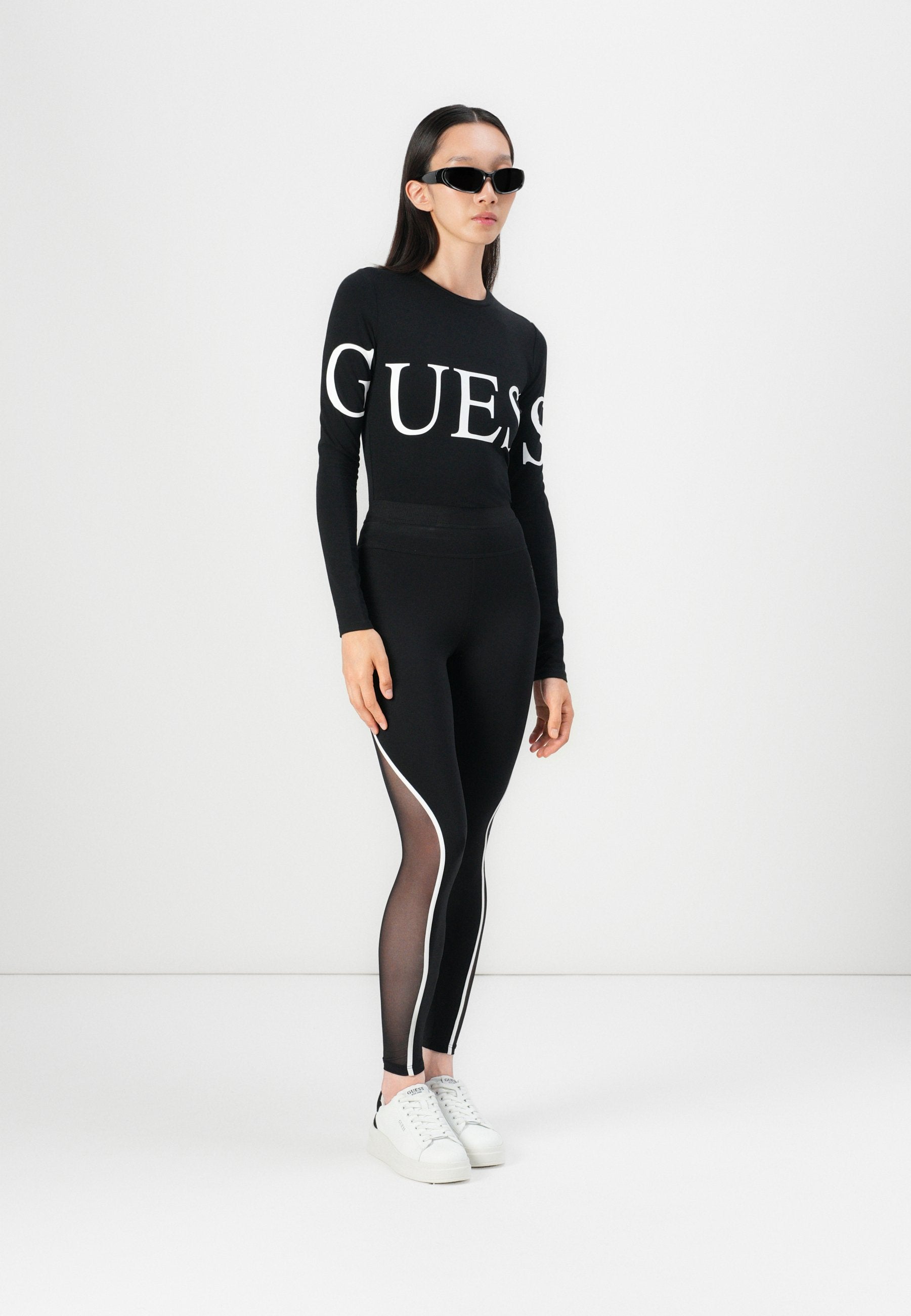 Guess LOGO - Long Sleeved Top - Jet Black