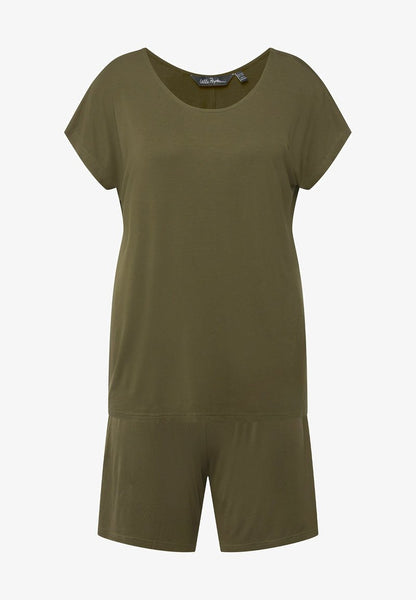 Ulla Popken MANCHES COURTES PAPILLON DÉCOLLETÉ RON SET - Nachtwäsche Set - Vert Loden