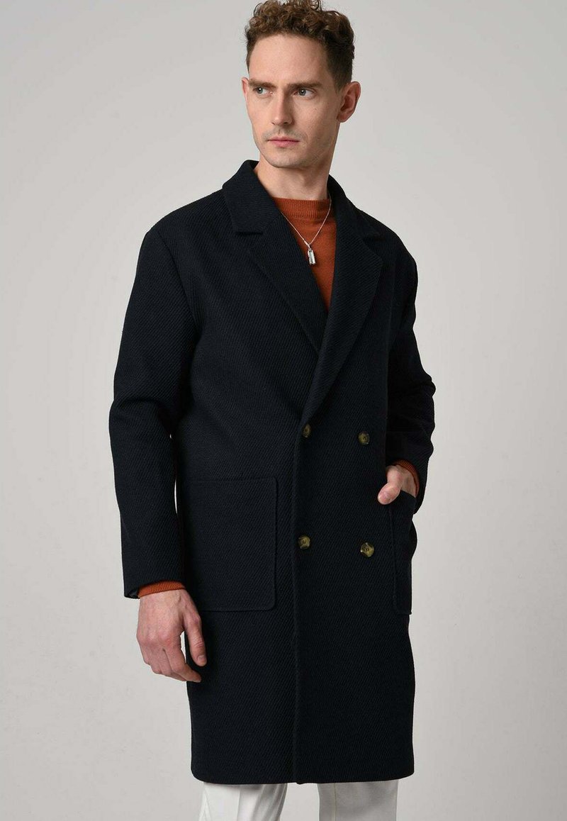  Klassischer Mantel - Navy Blue