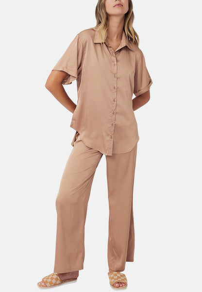 COTTON ON SHORT SLEEVE - Nachtwäsche Shirt - Brown