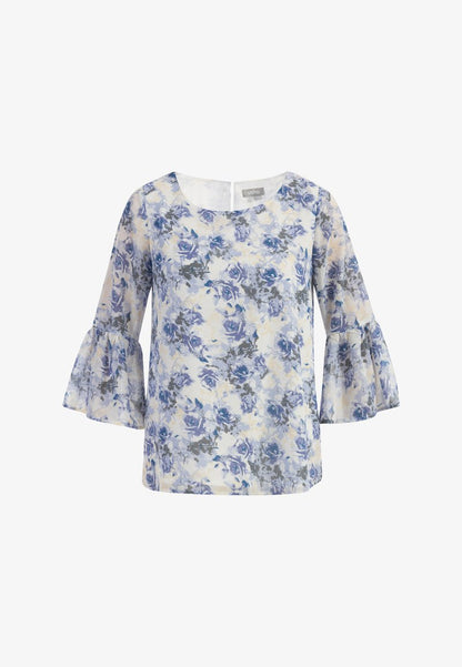 Usha Bluse - Blau Weiss