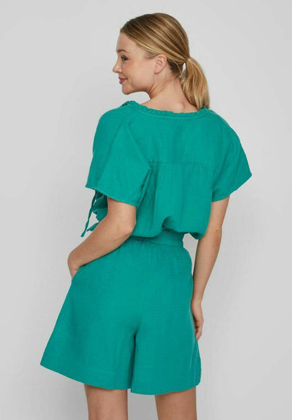 Vila MIT KURZEN ÄRMELN TIE NECK - Bluse - Alhambra