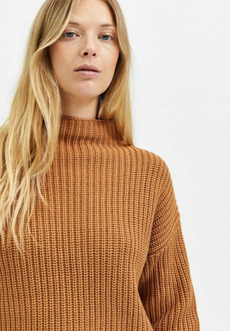 Selected Femme LANGARM SLFSELM - Strickpullover - Braun