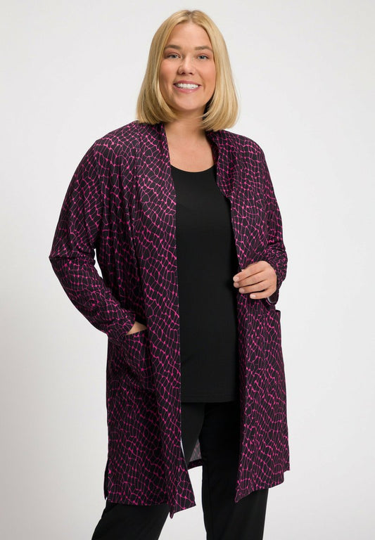 Ulla Popken MATTE GRAPHIC PRINT POCKET - Kurzmantel - Hot Pink Multi