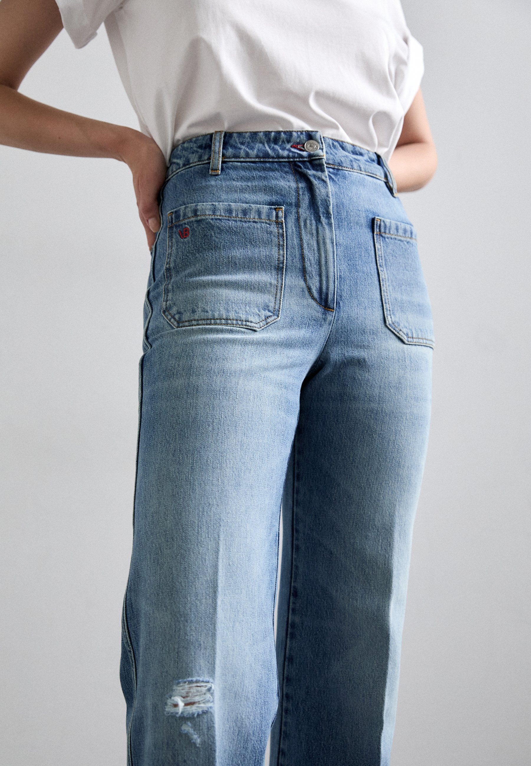 Victoria Beckham ALINA - Wide Leg - Worn Blue Wash