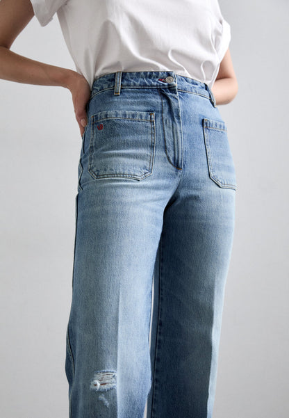 Victoria Beckham ALINA - Wide Leg - Worn Blue Wash