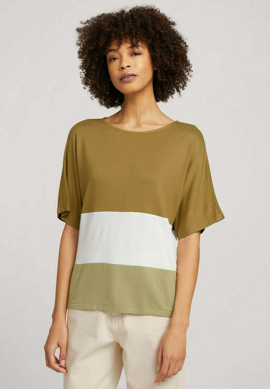 Tom Tailor T-Shirt Print - Olive/brown
