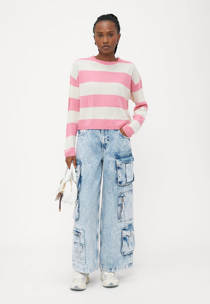 ONLY Petite ONLDERRY STRIPE O NECK - Jumper - Wild Rose/cloud Dancer