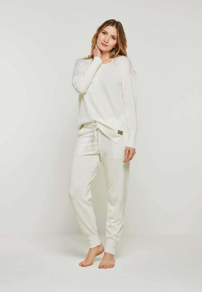  BELLA – FINE KNITTED PULLOVER WITH ROUNDNECK - Pyjama - Offwhite