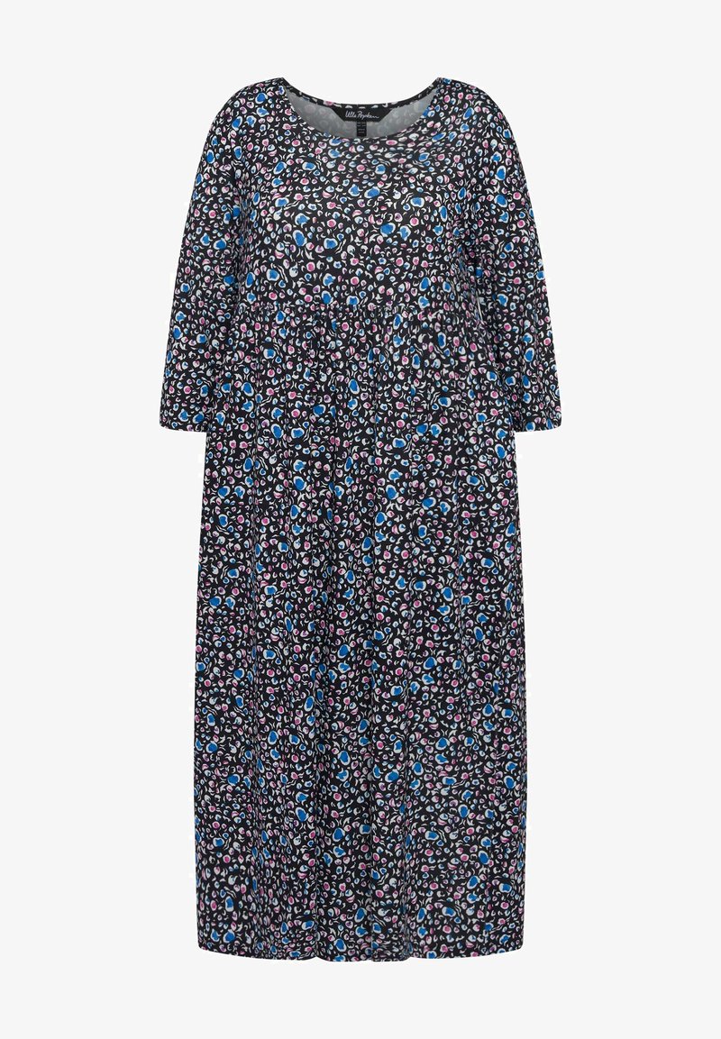 Ulla Popken MUSTER, PRINZESSNAHT, RUNDHALS - Jerseykleid - Multicolor Schwarz