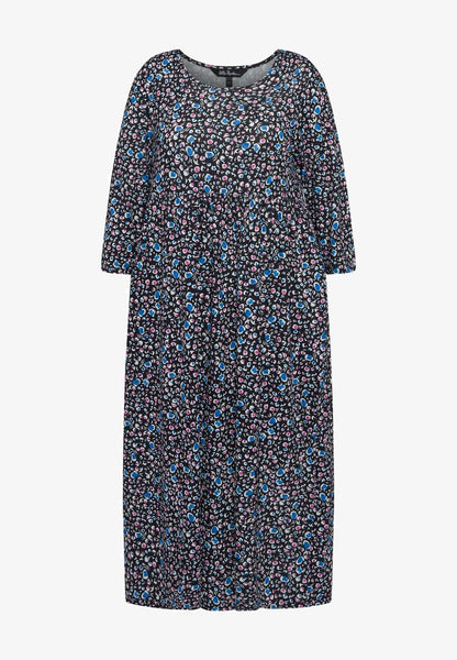 Ulla Popken MUSTER, PRINZESSNAHT, RUNDHALS - Jerseykleid - Multicolor Schwarz