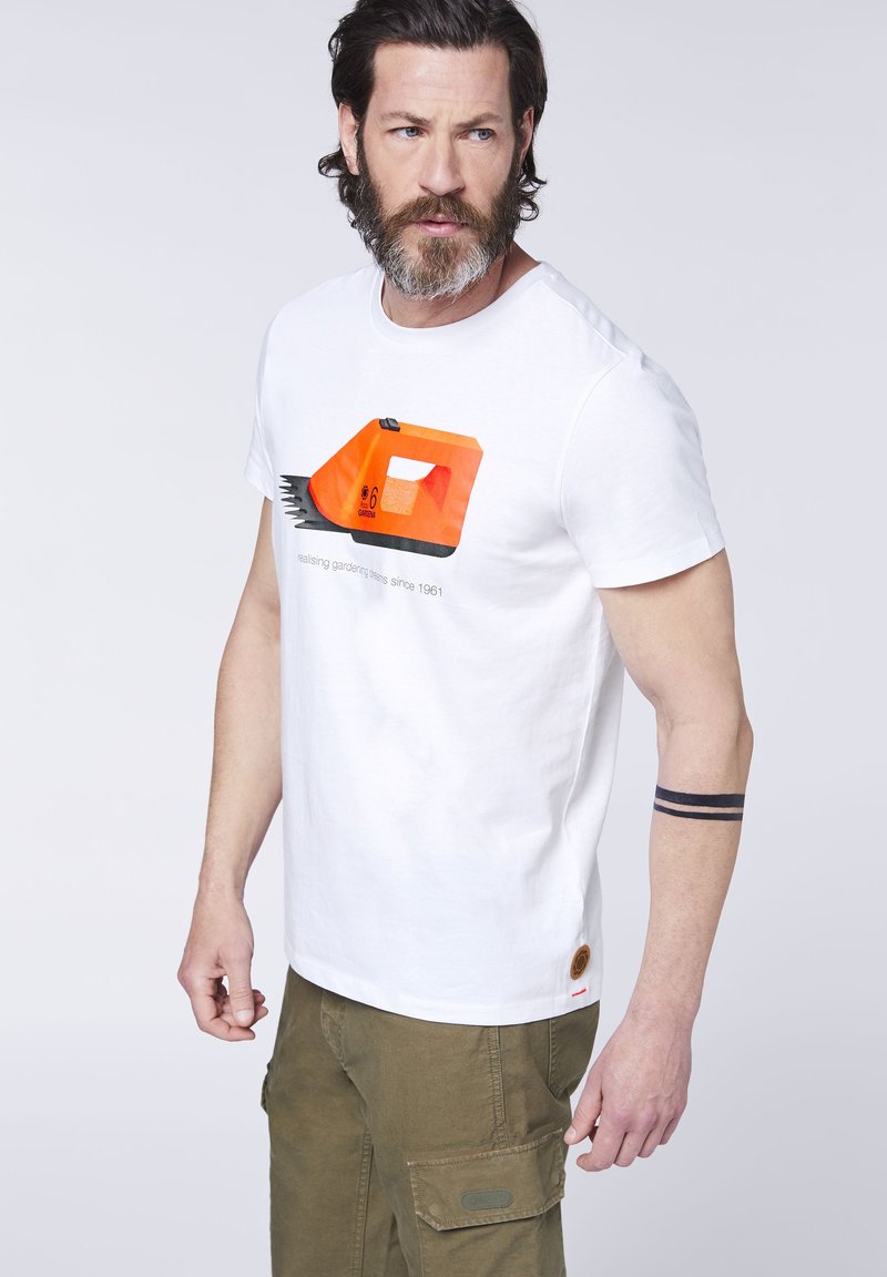 Gardena MIT GRASSCHEREN FRONTPRINT - T-Shirt Print - Bright White