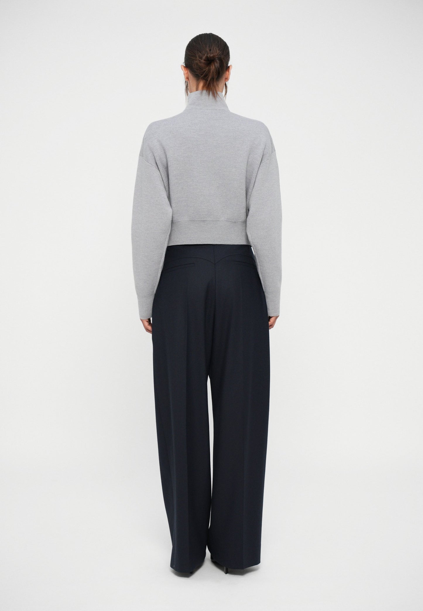 Victoria Beckham NTERLOCK HALF ZIP - Jumper - Grey Melange