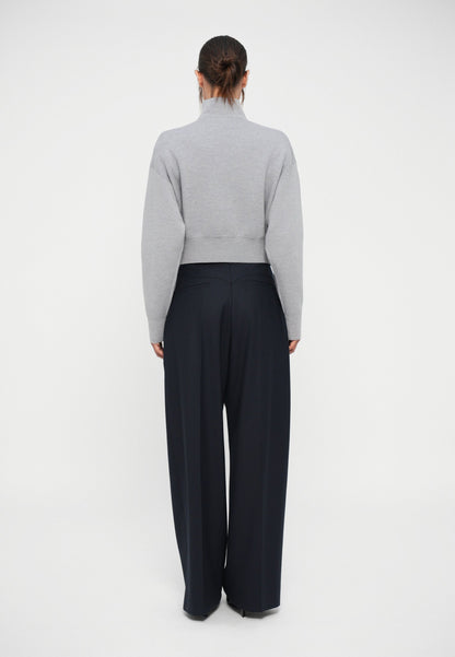 Victoria Beckham NTERLOCK HALF ZIP - Jumper - Grey Melange