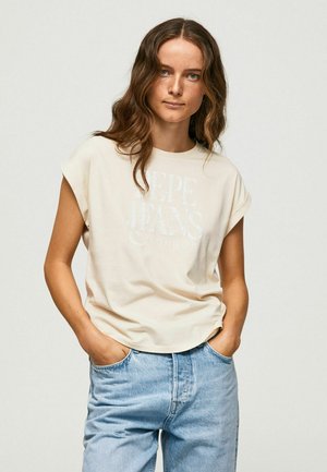 Pepe Jeans OLAYA - T-Shirt Print - Off White Brown