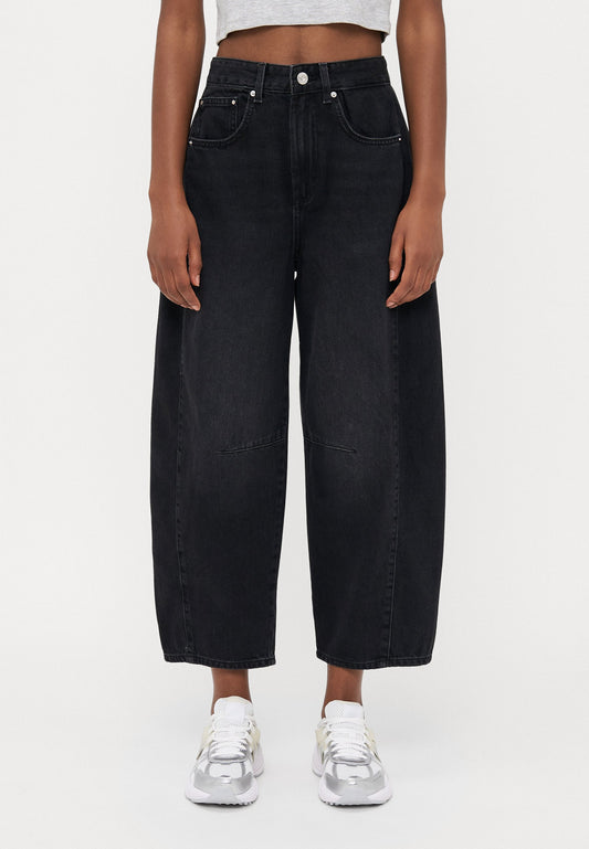 ONLY Petite ONLCHARA HORSESHOE - Wide Leg - Washed Black