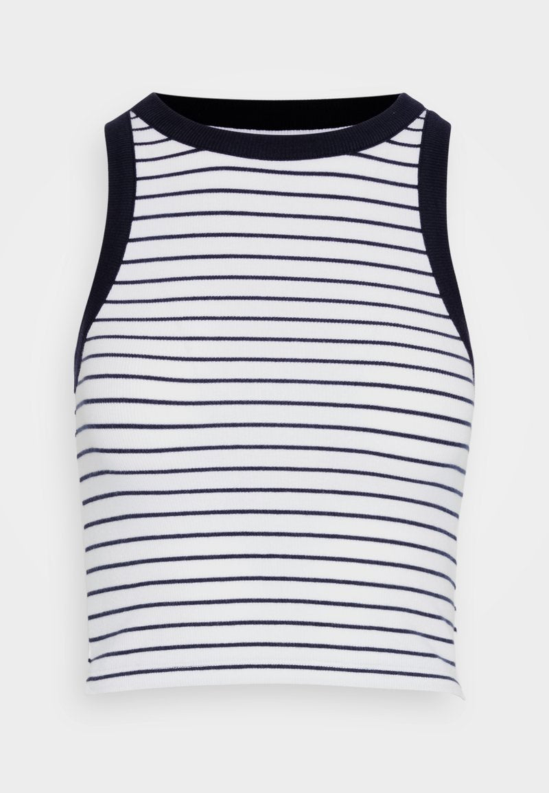 Abercrombie & Fitch BARE HIGH NECK TANK STRIPE - Top - Navy/white Stripe