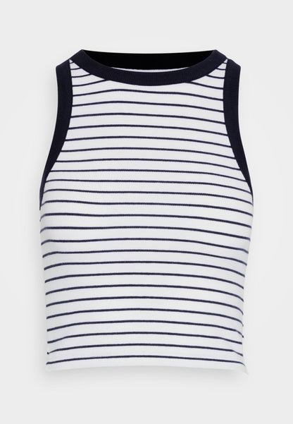 Abercrombie & Fitch BARE HIGH NECK TANK STRIPE - Top - Navy/white Stripe