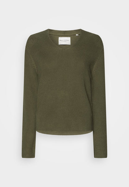 Marc O'Polo LONGSLEEVE V NECK - Strickpullover - Wild Olive