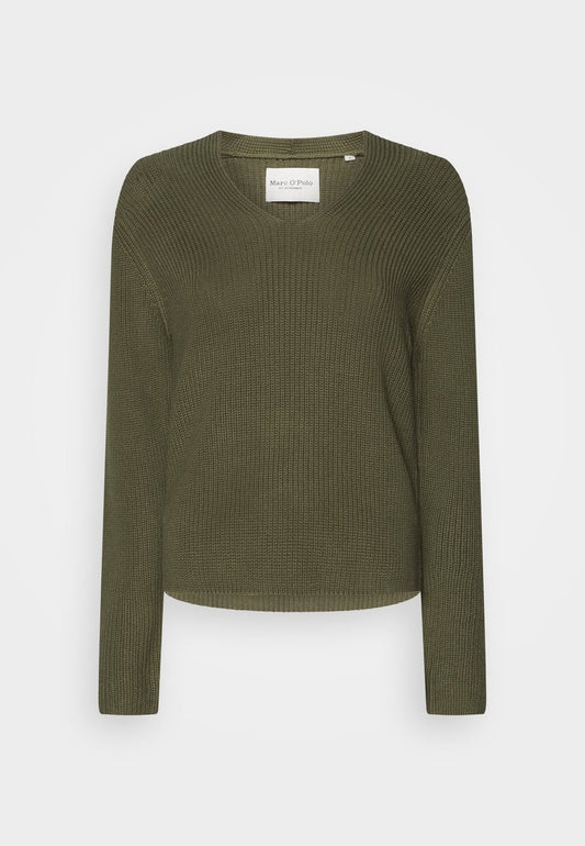 Marc O'Polo LONGSLEEVE V NECK - Strickpullover - Wild Olive