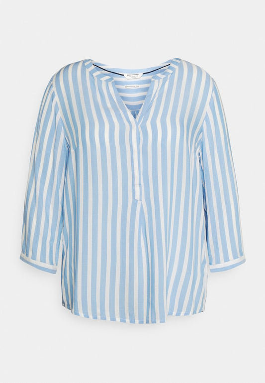 MY TRUE ME TOM TAILOR BLOUSE STRIPED - Bluse - Bleu/white