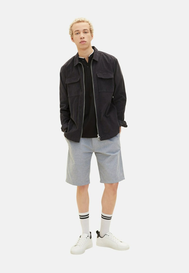 TOM TAILOR Denim Shorts - Medium Grey Yarn Dye Stripe