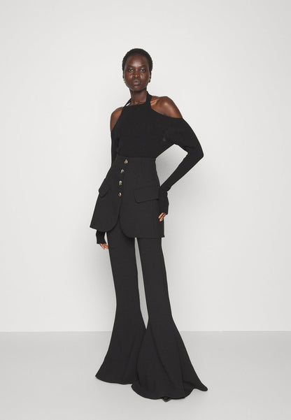 A.W.A.K.E. Mode MAXI FITTED PANTS WITH BASQUE - Stoffhose - Black