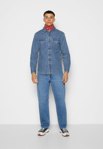  RELAXED FIT WESTERN - Hemd - Indigo Stonewash