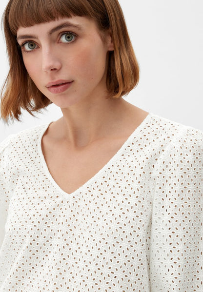 S.Oliver AUS BRODERIE ANGLAISE - Bluse - Ecru