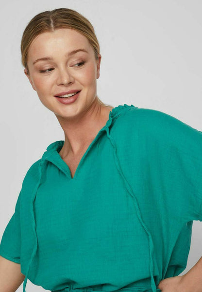 Vila MIT KURZEN ÄRMELN TIE NECK - Bluse - Alhambra