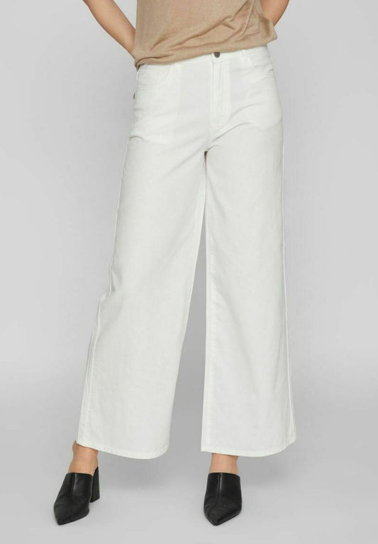Vila WIDE FIT HIGH-RISE - Flared Jeans - Cloud Dancer