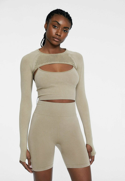 Stradivarius FADED EFFECT CYCLING - Shorts - Light Brown