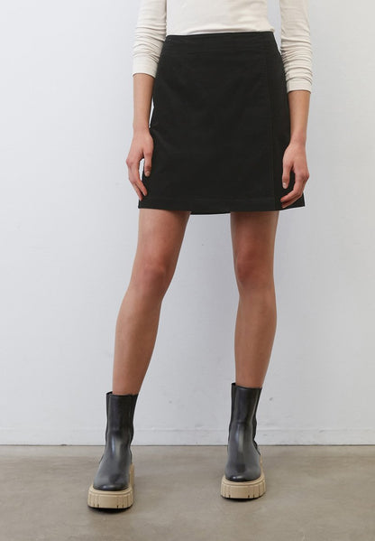Marc O'Polo SKIRT EASY SHAPE WITH CUTLINE PLEAT DETAIL, SHORT LENGTH - A-Linien-Rock - Black
