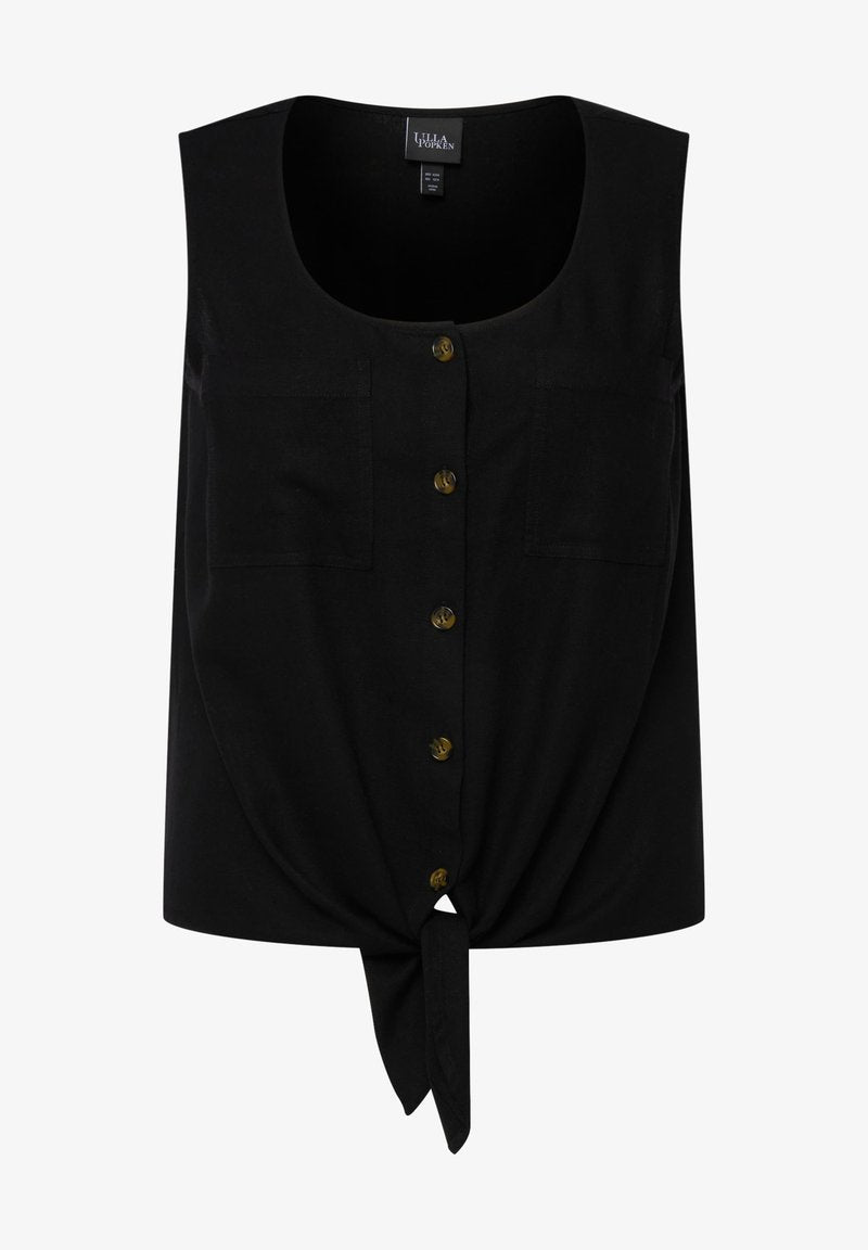 Ulla Popken NOUÉ À LA TAILLE LIGNE A AVEC COL ROND ET SANS MANCHE - Weste - Noir