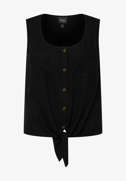 Ulla Popken NOUÉ À LA TAILLE LIGNE A AVEC COL ROND ET SANS MANCHE - Weste - Noir