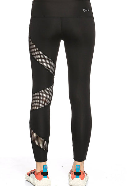  Custom Design One Leg Mesh Detailed Design - Leggings - Hosen - Black