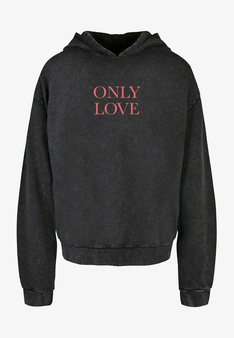 Mister Tee MÄNNER ONLY LOVE FRONT ACID WASHED - Kapuzenpullover - Black