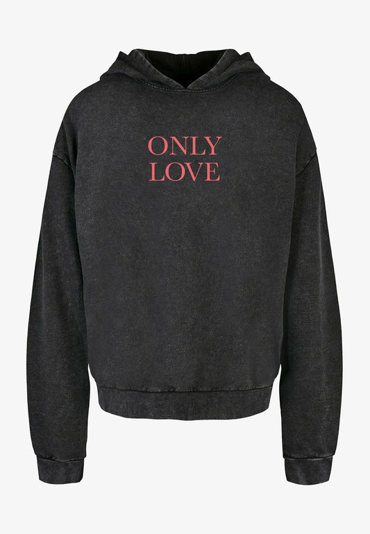Mister Tee MÄNNER ONLY LOVE FRONT ACID WASHED - Kapuzenpullover - Black