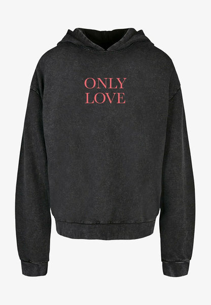 Mister Tee MÄNNER ONLY LOVE FRONT ACID WASHED - Kapuzenpullover - Black