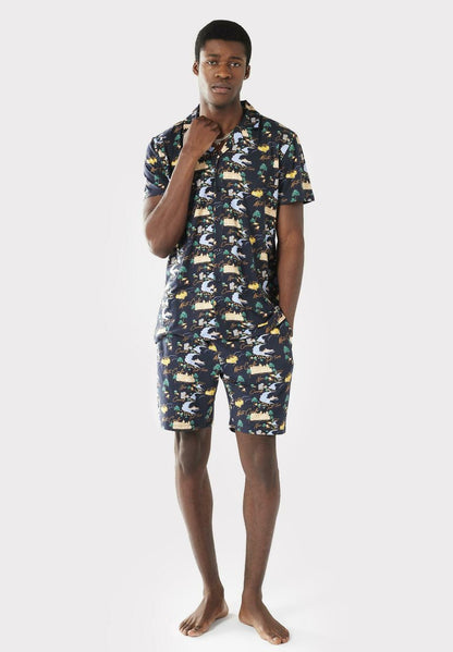  CÔTE D'AZUR BUTTON UP SET - Nachtwäsche Set - Navy