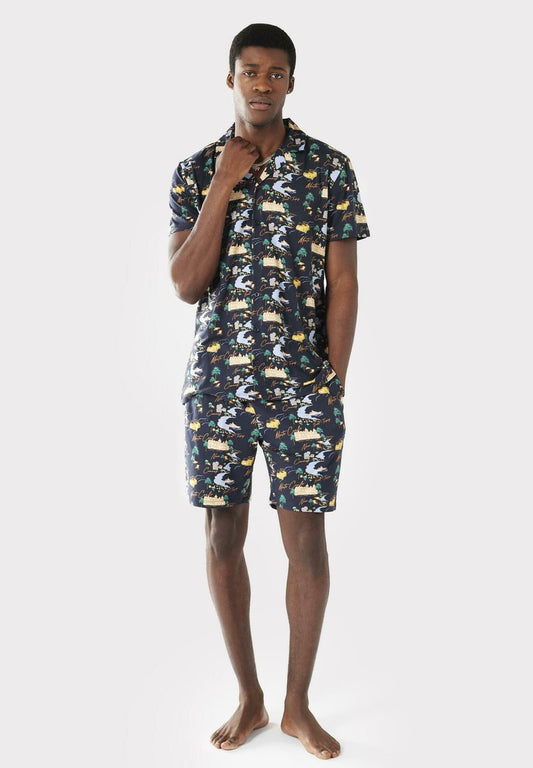  CÔTE D'AZUR BUTTON UP SET - Nachtwäsche Set - Navy