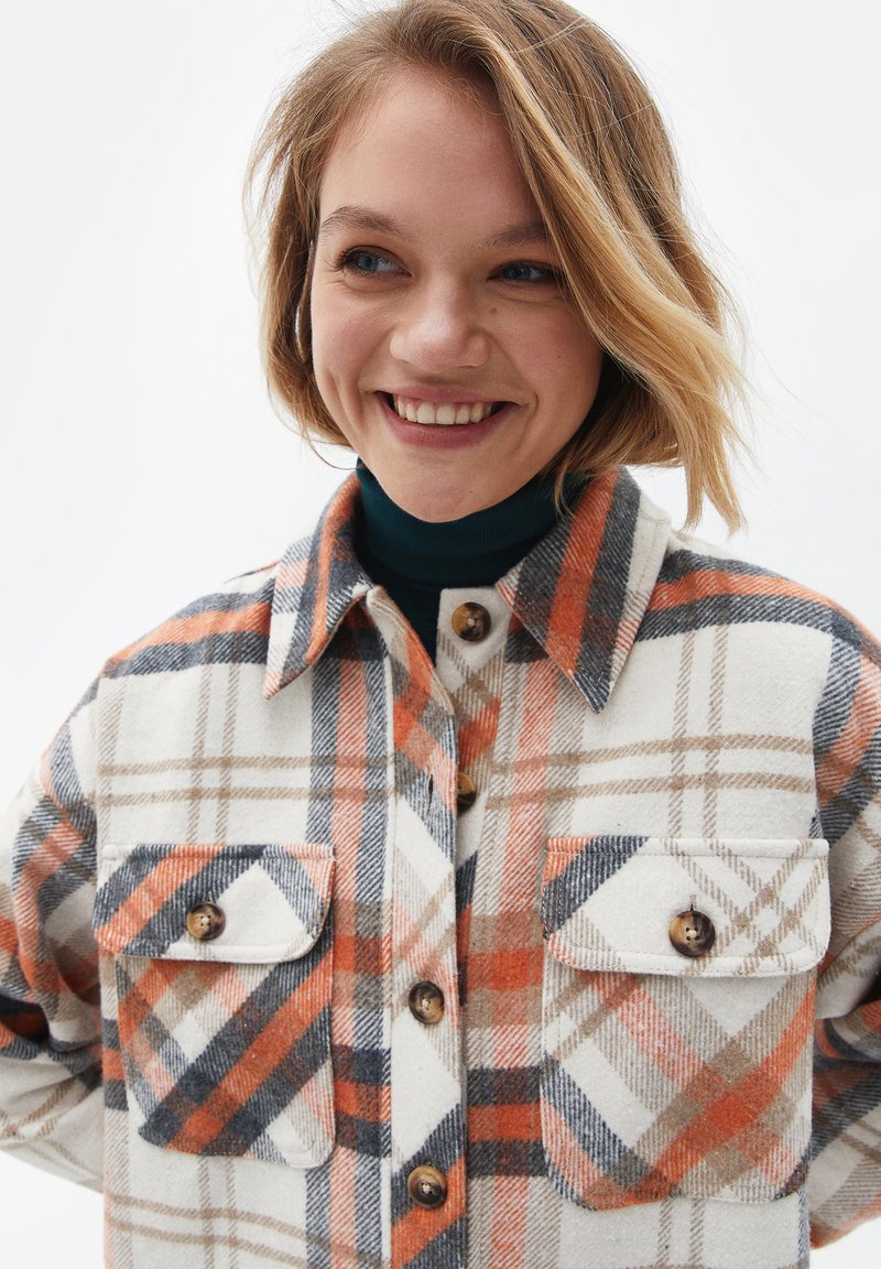  OVERSIZE - Leichte Jacke - Peach Amber Check