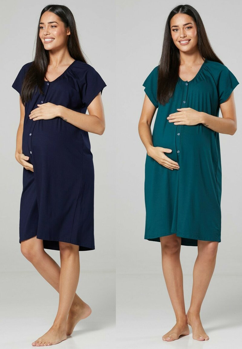 Happy Mama 2PACK - Nachthemd - Navy / Dark Green