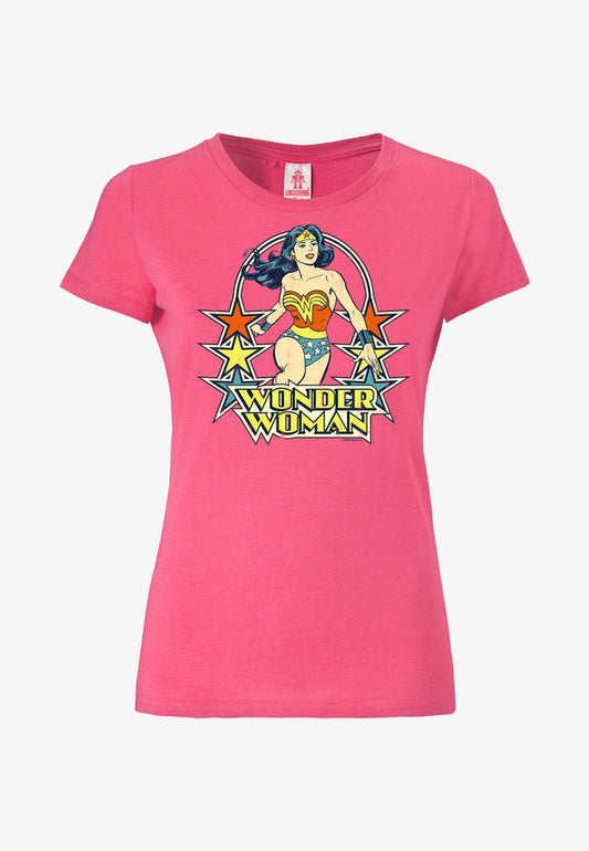 Logoshirt PRINT DC COMICS WONDER WOMAN STARS - T-Shirt Print - Pink