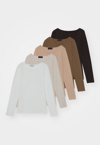 Anna Field 5 PACK - Long Sleeved Top - Black/off White/mottled Grey