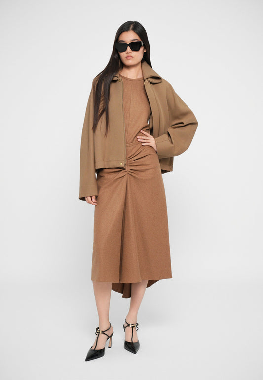 Victoria Beckham OVERSIZED ROLL NECK - Light Jacket - Dark Camel