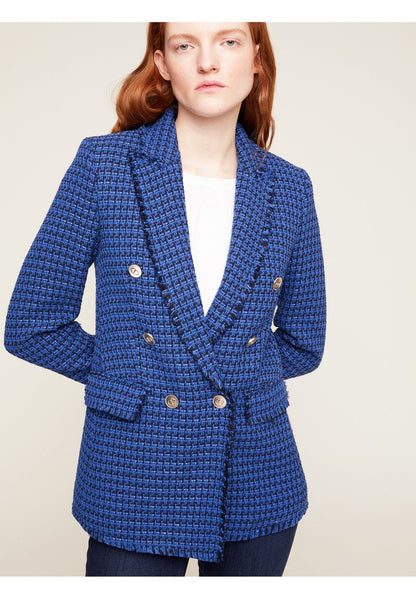  LARGE DOUBLE BOUTONNAGE EN TWEED - Kurzmantel - Bluette