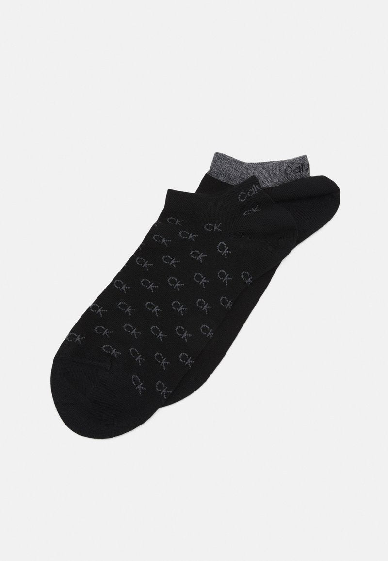 CALVIN KLEIN UNDERWEAR SNEAKER ALL OVER LOGO 2 PACK - Füßlinge - Mid Denim
